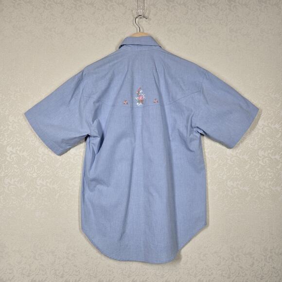 VTG Unique Accents Embroidered Shirt sz M* Blue Button Front Boho Cowgirl - Picture 8 of 15
